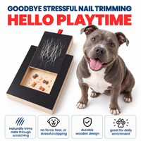 Nail scratch board with a grey staffordshire terrier